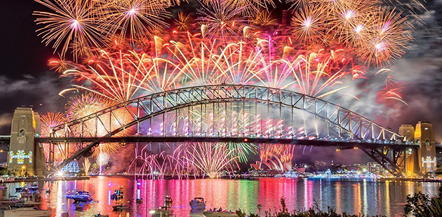 Fireworks burst over Sydney Harbour Bridge