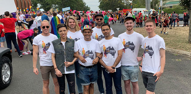 Mr Gay Pride Australia 2019 delegates prepare to march at the Chillout Festival march in Daylesford - courtesy of Gay Nation