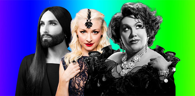 Conchita Wurst, Kate Miller-Heidke and Trevor Ashley