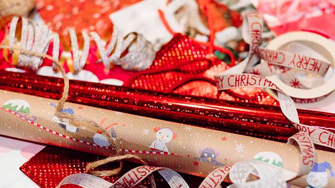 Christmas wrapping and ribbons