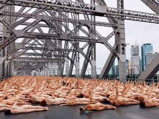 Participants in Spencer Tunick's RISING TIDE Installation photo by Markus Ravik