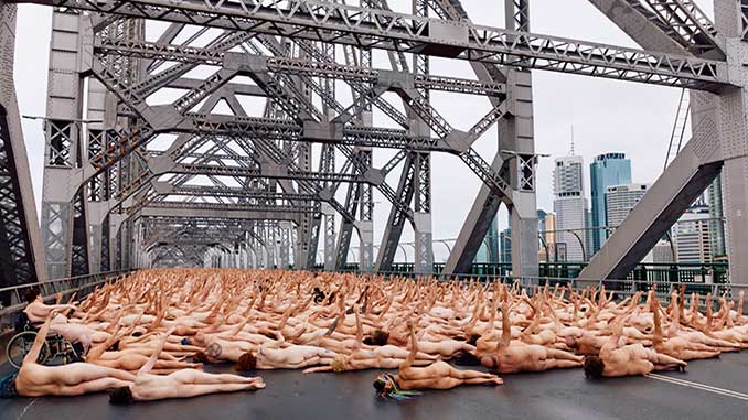 Participants in Spencer Tunick's RISING TIDE Installation photo by Markus Ravik